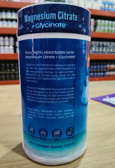 Natural Vitality MaxCalm – Magnesio Relajante (Frambuesa-Limón)