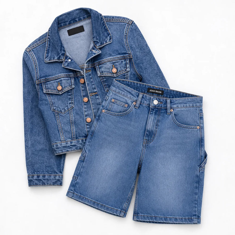 Combo Jean Biker + Chaqueta Tipo Jean