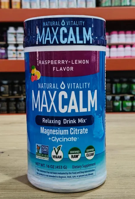 Natural Vitality MaxCalm – Magnesio Relajante (Frambuesa-Limón)