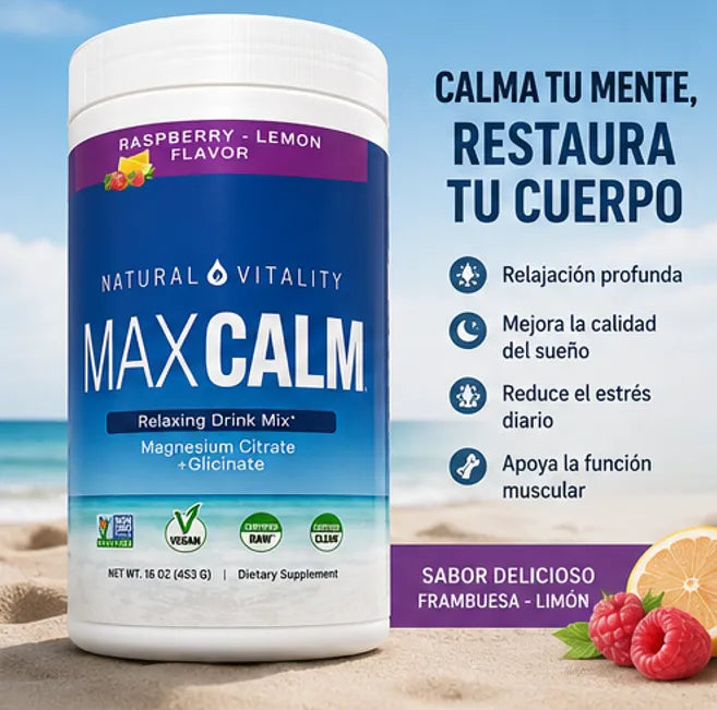 Natural Vitality MaxCalm – Magnesio Relajante (Frambuesa-Limón)