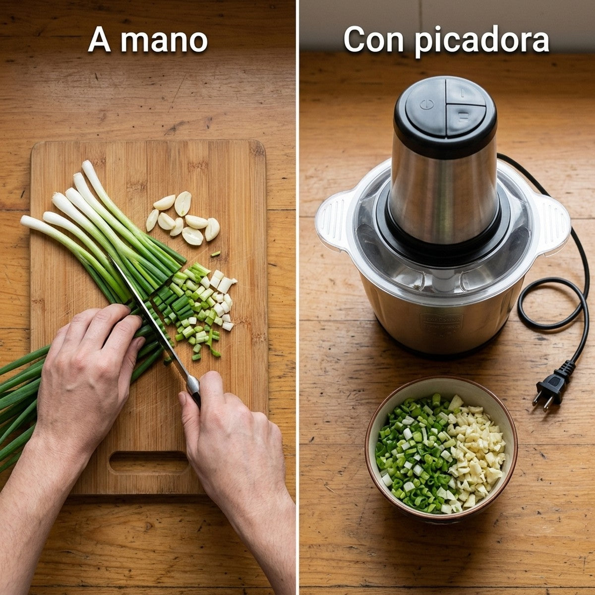 Picar a mano vs con la picadora eléctrica